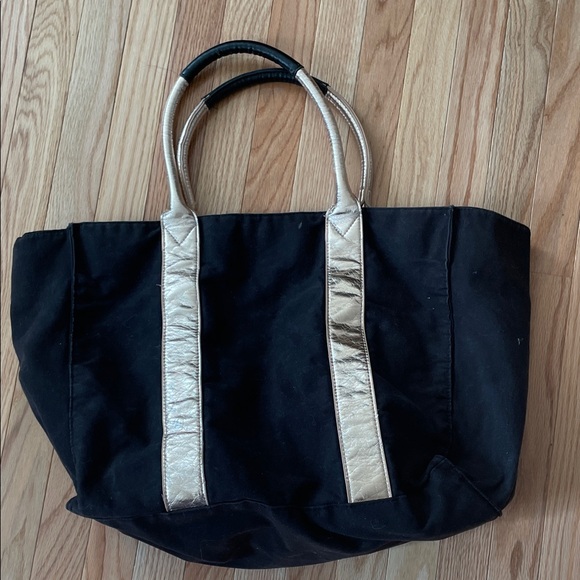 Victoria's Secret Tote Bag Womens Black Rose Gold Metallic Trim Large Travel - Picture 7 of 9